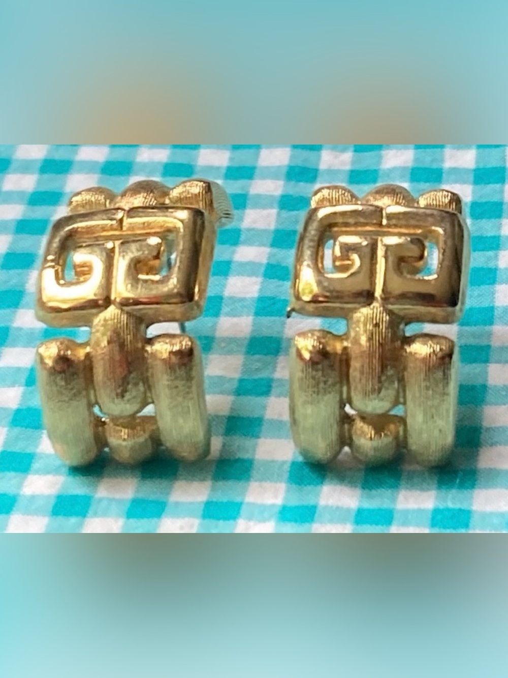 GIVENCHY Gold Plated, Half Hoop, Logo Earrings